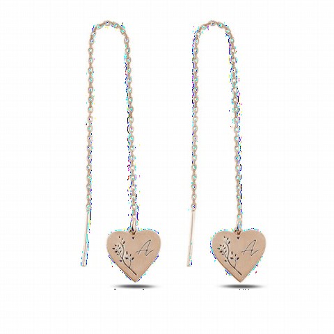 Jewelry & Watches - Personalized Heart Dangle Women's Sterling Silver Earrings Rose 100346689 - Turkey