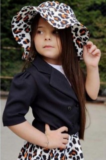 Girls' Blazer Jacketed Hat Leopard Skirt Suit 100327051