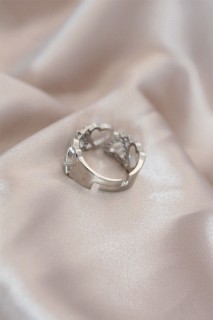 Adjustable Silver Color Metal Zircon Stone Heart Model Ring 100319307