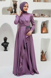 Evening & Party Dresses - Lila Hijab Evening Dress 100340000 - Turkey
