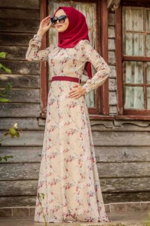 Clothes - Beige Hijab Dress 100299675 - Turkey