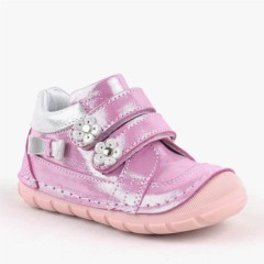 Genuine Leather Pink Shiny First Step Baby Girls Shoes 100316949
