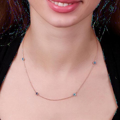 Evil Eye Bead Stone Women's Silver Necklace 100346961