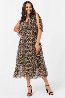 Plus Size - Robe de soirée en mousseline de soie à motifs léopard de grande taille 100276409 - Turkey