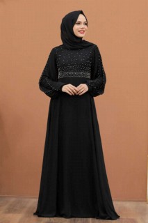 Wedding & Evening - Black Hijab Evening Dress 100337577 - Turkey
