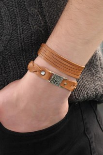 Brown Leather Men's Bracelet Combination 100318756