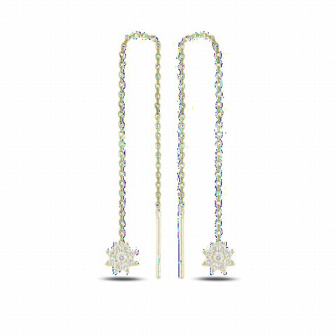 Jewelry & Watches - Flower Dangle Women's Sterling Silver Earrings Gold 100346698 - Turkey