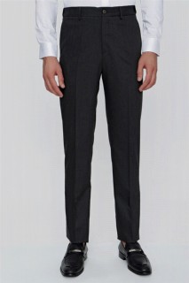 Men's Black Leandre Dynamic Fit Casual Cut Side Pocket Straight Fabric Trousers 100350950