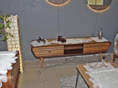 Living room Table Set - French Guipure Chenille Elite Schlafzimmer-Set 3-teilig Ecru Gold 100329465 - Turkey