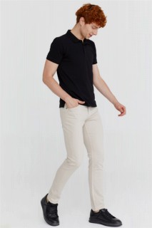 Men's Stone Cotton SlimFit Slim Fit 5 Pocket Linen Trousers 100352598