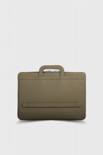 Guard Khaki Green Leather Briefcase and Laptop Bag 100345626