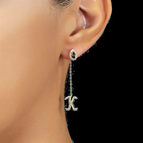 Earrings - أقراط فضية من أحجار الميلاد في شهر يناير 100350155 - Turkey