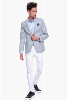 Men's Ice Blue Johan Dynamic Fit Casual Fit Bag Pocket Patterned 6 Drop Jacket 100351232
