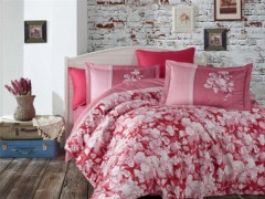Bedding - Amalia Cotton Satin Double Duvet Cover Set Claret Red 100260226 - Turkey