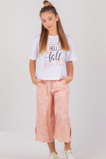 Kids - Girl's New Glittery Digital Flower Printed Powder Trousers Set 100327972 - Turkey