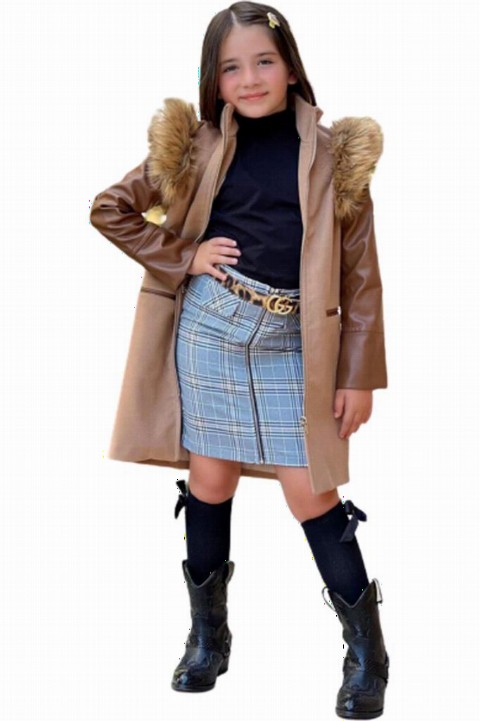 Girl Clothing - معطف بناتي شتوي من الجلد الصناعي من الجلد الصناعي 100328747 - Turkey