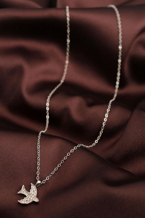 Silver Color Zircon Stone Bird Necklace 100320094