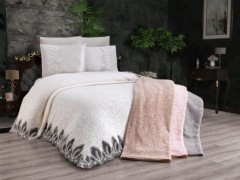 Dowry Bed Sets - Roma French Guipure Blanket Set Puder 100331383 - Turkey