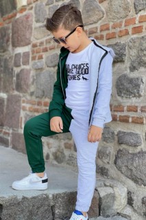Boys Bad Choices Written Berets Green-Grey Tracksuit Suit 100326888