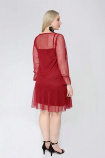 Plus Size Tulle Detailed Short Evening Dress 100276110