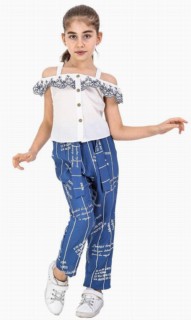 Girl Clothing - Girl's Suspender Blue Trousers Set 100326657 - Turkey
