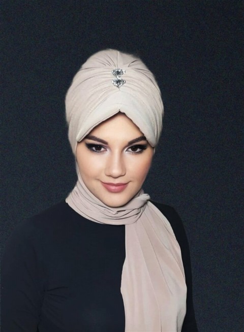 Woman Bonnet & Hijab - کلاه عملی آماده با سنگ - Turkey