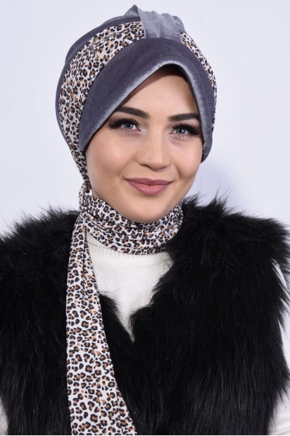 Hat-Cap Style - Echarpe Velours Bonnet Bonnet Anthracite - Turkey