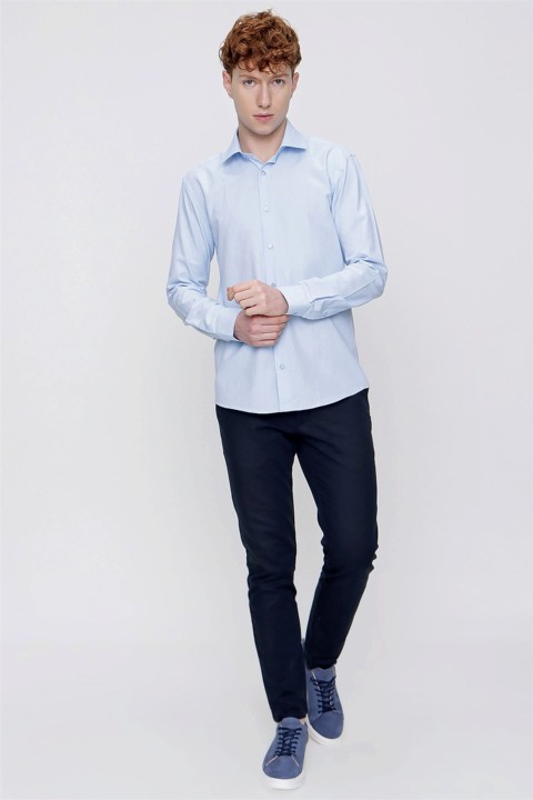 Men's A.Blue Cotton Oxford Plain Slim Fit Slim Fit Collar Shirt 100350762