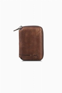 Wallet - Reißverschluss Antik Braun Leder Mini Geldbörse 100345396 - Turkey