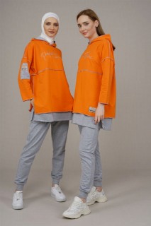 Lingerie & Pajamas - Women's Hooded Reverse Stitched Tracksuit 100325832 - Turkey