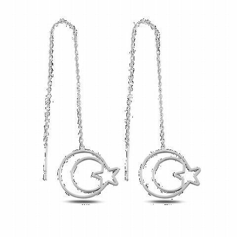 jewelry - Moon Star Dangle Women's Silver Earrings Silver 100346679 - Turkey