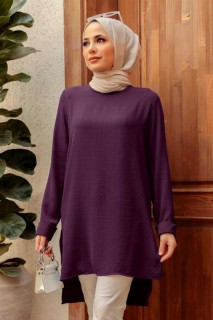 Clothes - Pflaumenfarbene Hijab-Tunika 100340137 - Turkey