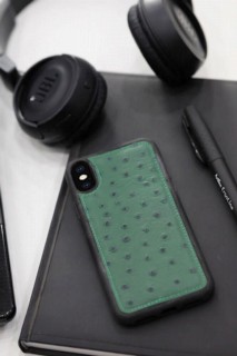 Green Ostrich Model Leather iPhone X / XS Case 100345984