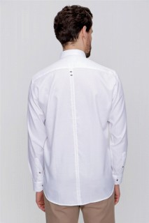 Top Wear - Men's White 100% Cotton Jacquard Regular Fit Comfy Cut Shirt 100351320 - Turkey