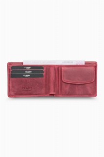 Hidden Card Compartment Antique Claret Red Genuine Leather Men's Wallet 100346198