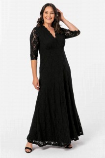 Long evening dress - Plus Size Flexible Lace Long Evening Dress 100276451 - Turkey