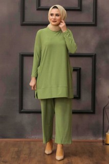 Outwear - Pistachio Green Hijab Dual Suit Dress 100336810 - Turkey