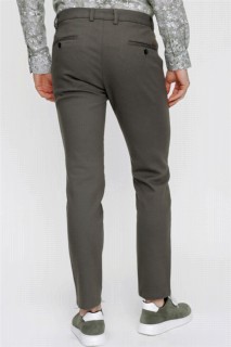 Men - Men's Khaki Trojan Cotton Slim Fit Side Pocket Linen Trousers 100352616 - Turkey