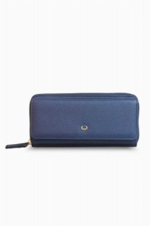 Hand Portfolio - Navy Blue Leather Women's Wallet 100345743 - Turkey