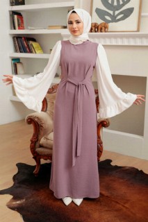 Clothes - Dusty Rose Hijab Dress 100340799 - Turkey