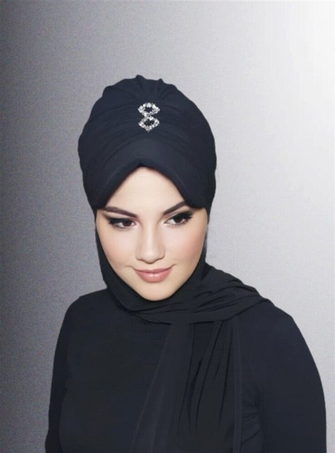 Woman Bonnet & Hijab - کلاه عملی آماده با سنگ - Turkey