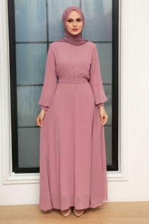 Clothes - Dusty Rose Hijab Dress 100340770 - Turkey