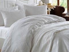 Bedding - Duru French Guipure Cotton Satin Brautset Creme 100259770 - Turkey