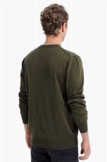Men Khaki Basic Dynamic Fit V Neck Knitwear Sweater 100345070