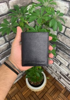 Wallet - Black Leather Men's Wallet 100345406 - Turkey