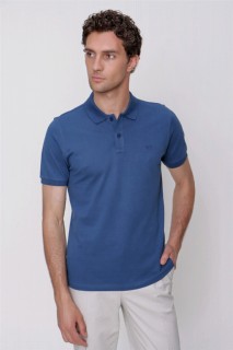 Men's Marine Basic Plain 100% Cotton Dynamic Fit Comfortable Fit Short Sleeve Polo Neck T-Shirt 100351472