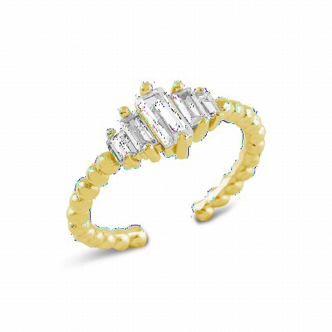 Rings - Baguette Stone Women's Gold Silver Ring 100349180 - Turkey