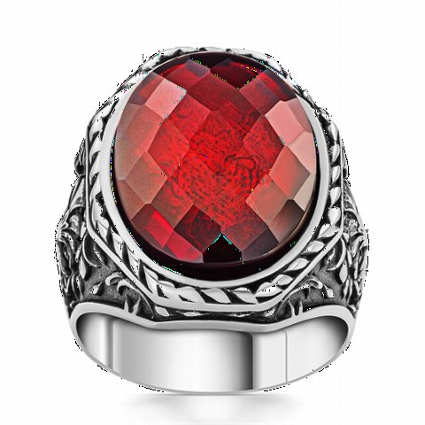 Octagonal Zircon Stone Silver Ring 100350273