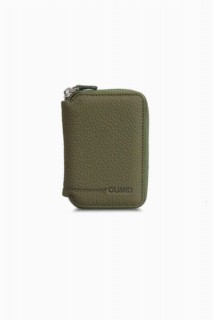 Wallet - Zippered Green Leather Mini Wallet 100345224 - Turkey