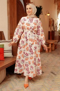 Clothes - Sunuff Color Hijab Dress 100341276 - Turkey